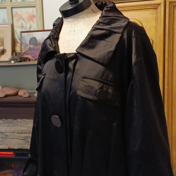 Women Dress Coat Black Satin Plus sz 24 NYGARD COLLECTION b47 Gorgeous